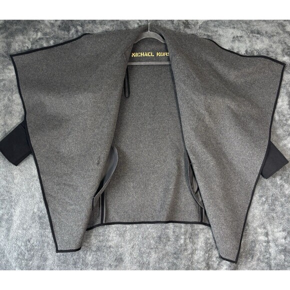 Michael Kors Wool Blend Waterfall Jacket Coat Black Gray XS Open Front Pockets - Picture 8 of 13